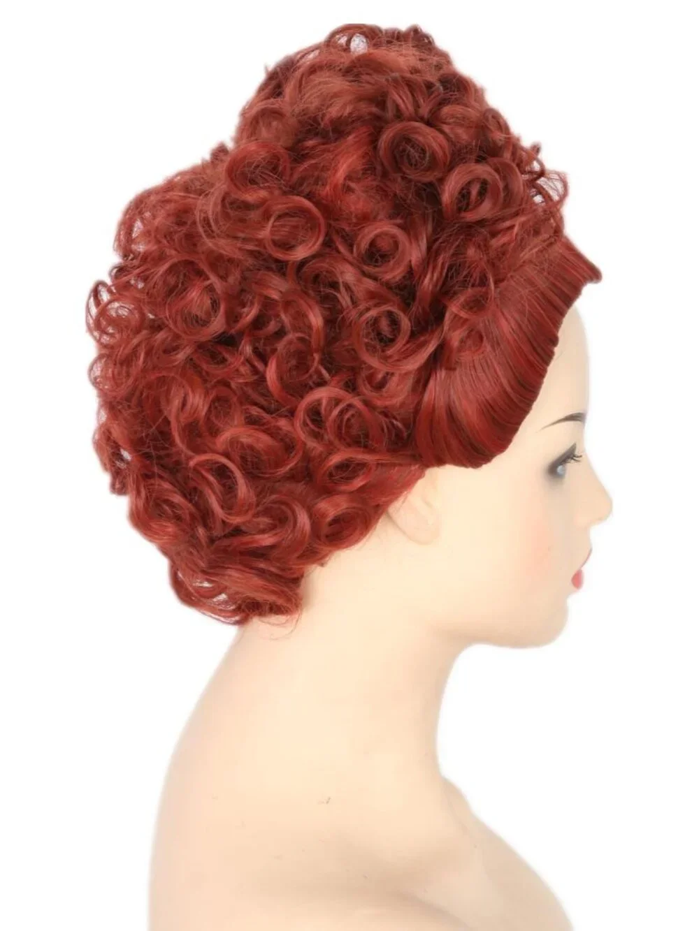 Women's Red Brown Short Cosplay Halloween Costume Wig With Necklace Earrings